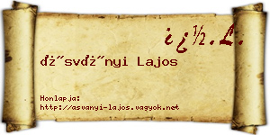 Ásványi Lajos névjegykártya