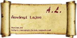 Ásványi Lajos névjegykártya