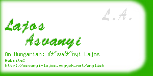 lajos asvanyi business card